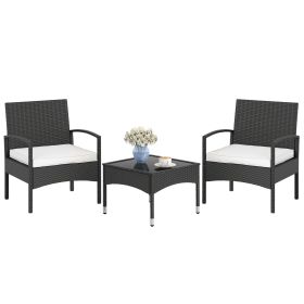 3-Piece Patio Furniture Set Rattan Bistro Chairs with Table