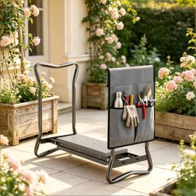 2-in-1 Garden Kneeler And Seat Heavy Duty Foldable Garden Stool with Soft EVA Pad And Tool Pouch Gray
