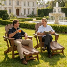 Folding chair 2-piece set, courtyard chair, brown