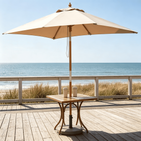 Outdoor Rectangular Patio Umbrella 7 Feet with 3 Adjustable Heights for Garden Poolside Balcony Or Backyard