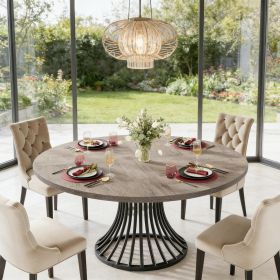 Round Dining Table for 4-6, 47" Farmhouse Circle Kitchen Table