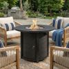 30" Propane Gas Fire Pit Table, 50000 BTU Round Steel Fire Pit for Outside Patio Deck Garden Courtyard-Black