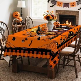 Hexagram Halloween Tablecloth Rectangle Pumpkin Tablecloths 60 x 84 inches Castle Ghost Table Cloth (Option: Halloween   60" x 84" (Rectangular))