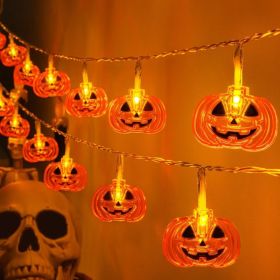 Halloween Lights Pumkin Lights 10FT 20LED With Timer 8 Modes Battery Operated Indoor Outdoor For Halloween Decorations, Pumpkin Decor (Option: ORANGE)