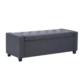 48" Storage Bedroom Bench for End of Bed, Faux Linen Upholstered Storage Ottoman with Arms for Bedroom,Living Room, Entryway, Grey (Option: default title)