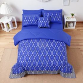 3-Piece Lace Embroidered Comforter Set with 2 Pillow Shams, Elegant Floral Bedding for Queen, King and California King Beds (Option: Navy-King)