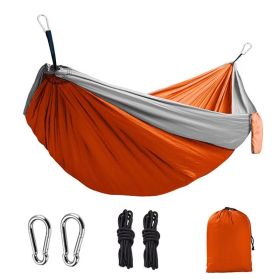 1pc Outdoor Camping Hammock; Portable Nylon Parachute Hammock 106*55in (Color: 106*55in Orange And Gray)