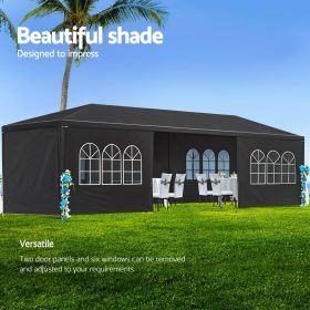 10x30' Wedding Party Canopy Tent Outdoor Gazebo with 8 Removable Sidewalls (Color: Black)