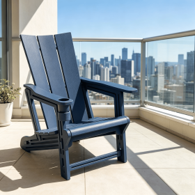 Chairs with Cup Holder Comfortable Garden Furniture Weather Resistant Outdoor Seating with Cup Holder (Color: Blue)
