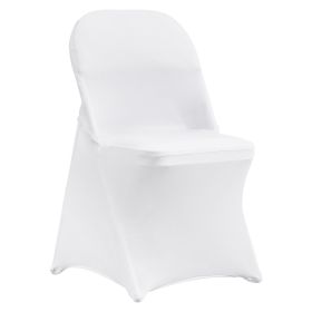 Stretch Spandex Folding Chair Covers, Universal Fitted Chair Cover, Removable Washable Protective Slipcovers, for Wedding, Holiday, Banquet, Part (Color: White, Quantity: 50 pcs)