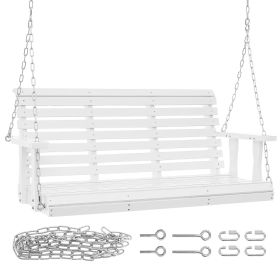 Wooden Porch Swing 4.5 ft, Patio bench swing for Courtyard & Garden, Upgraded 880 lbs Strong Load Capacity (Color: White, Seat Length: 4.5 ft)
